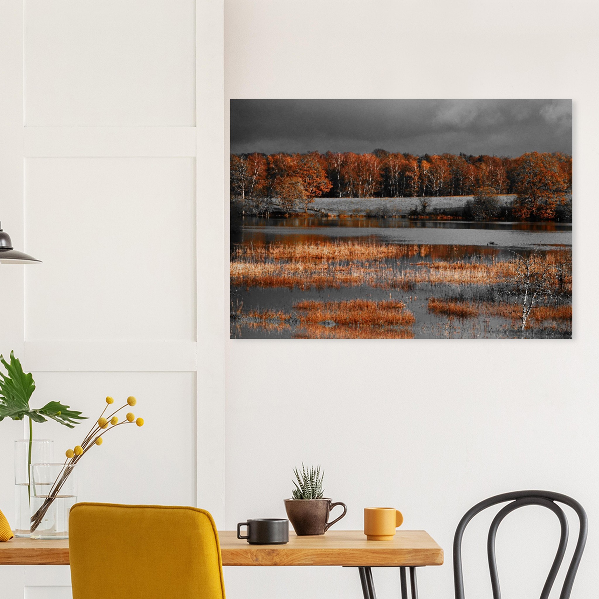 Quand l’orange dévore le silence étang Ramade tableau aluminium déco murale Quand l’orange dévore le silence étang Ramade tableau aluminium déco murale