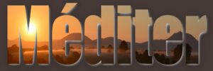 Méditer, tableau typographique montagnes au soleil levant