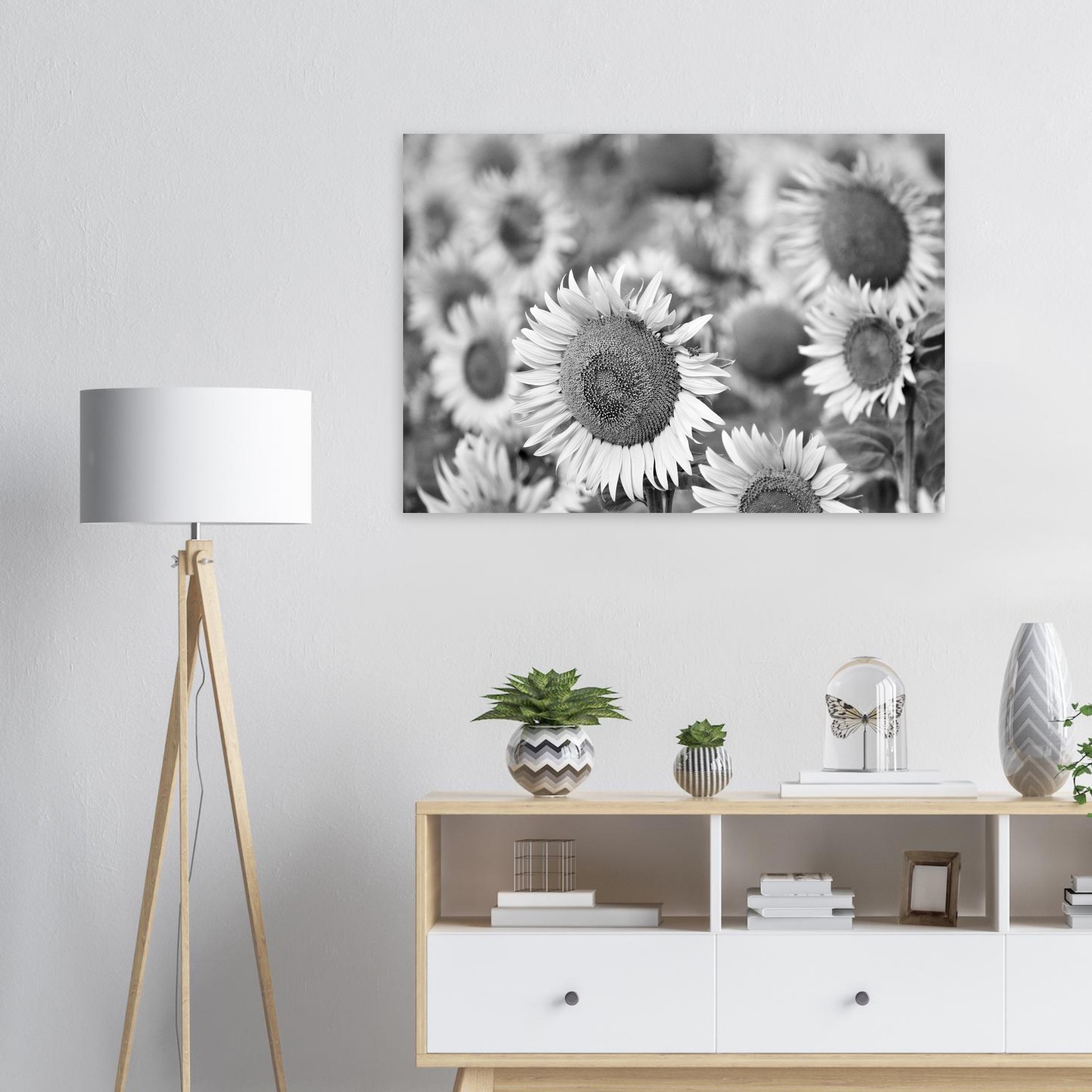 La Terre a de l’allure – Tableau tournesols noir et blanc La Terre a de l’allure – Tableau tournesols noir et blanc