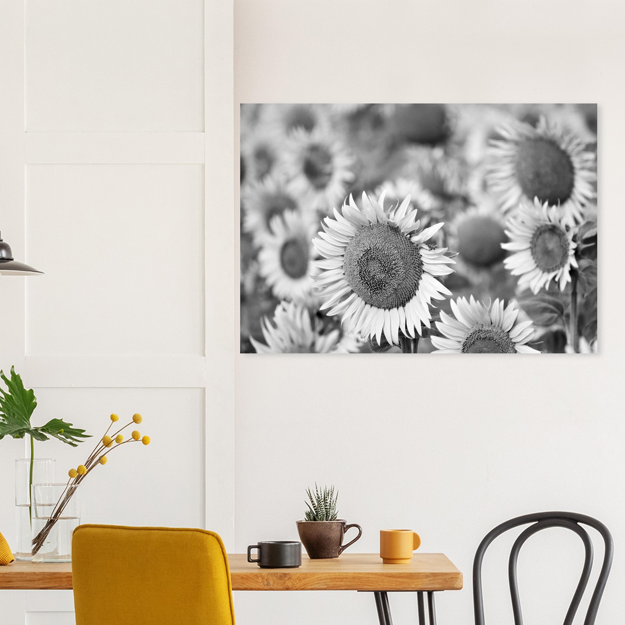 La Terre a de l’allure – Tableau tournesols noir et blanc La Terre a de l’allure – Tableau tournesols noir et blanc