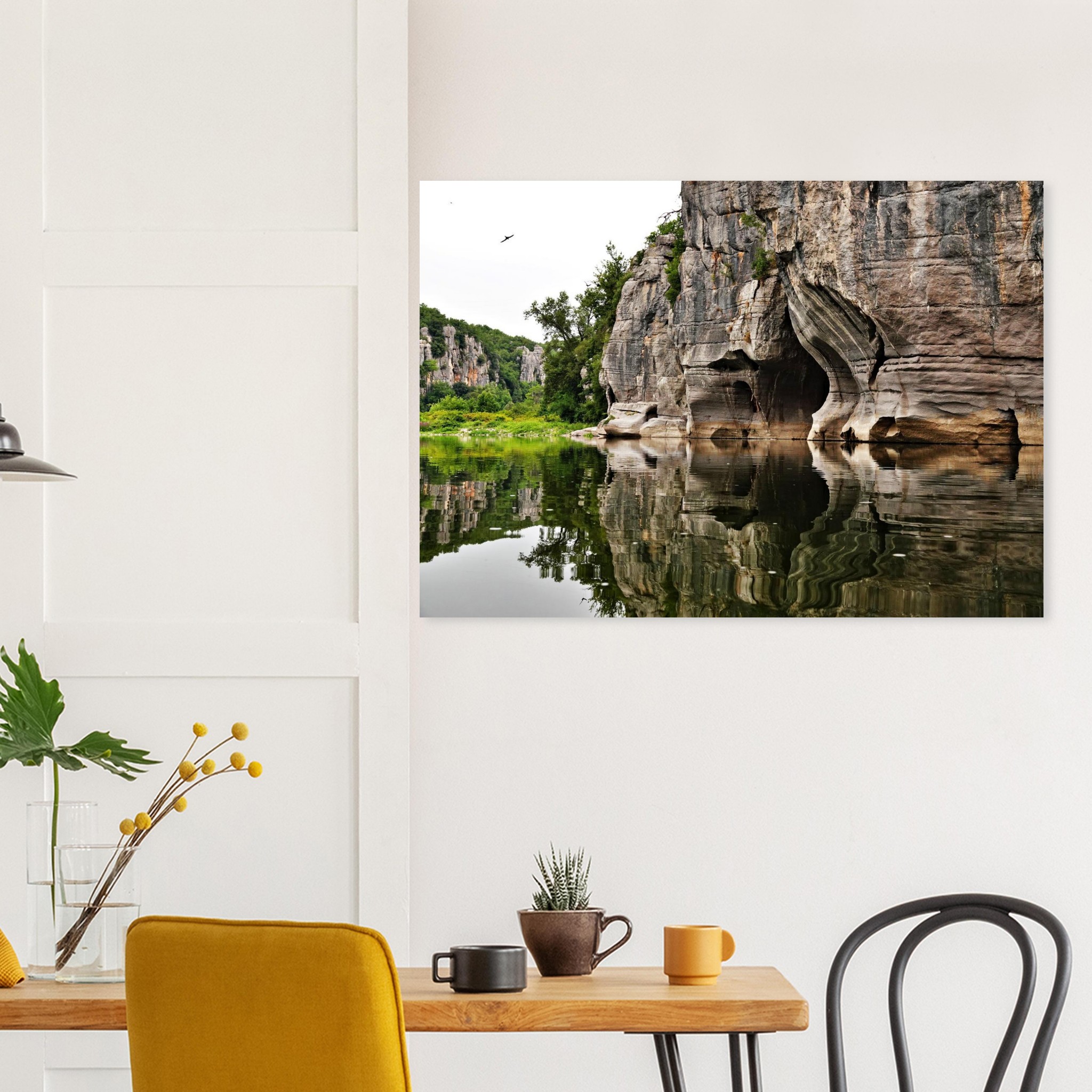 Au cœur de la nature, au cœur de nos responsabilités – Tableau rivière et falaises aluminium Au cœur de la nature, au cœur de nos responsabilités – Tableau rivière et falaises aluminium