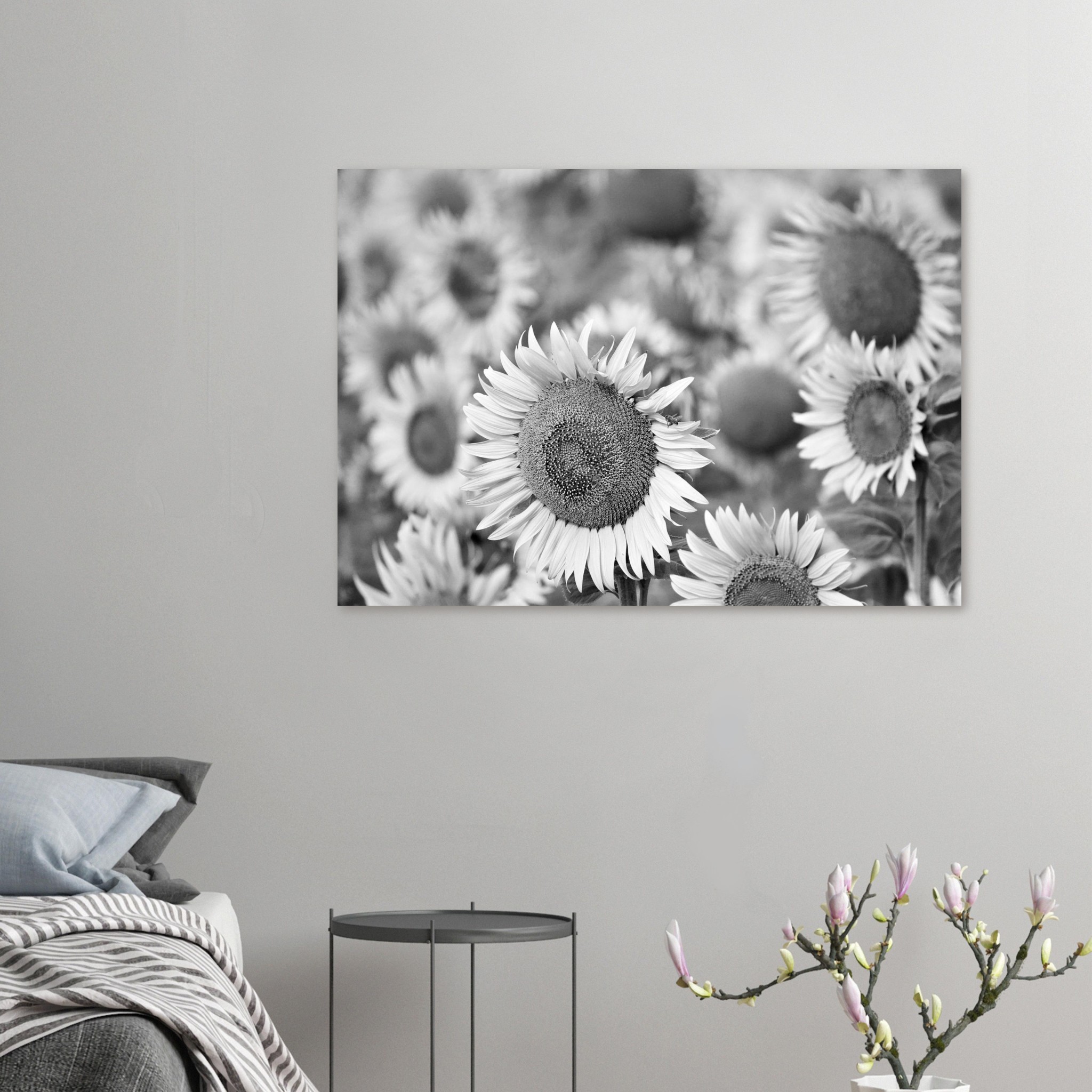 La Terre a de l’allure – Tableau tournesols noir et blanc La Terre a de l’allure – Tableau tournesols noir et blanc
