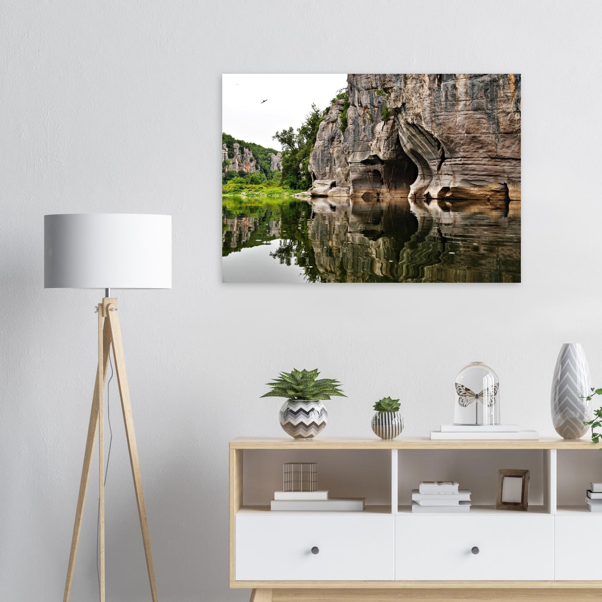 Au cœur de la nature, au cœur de nos responsabilités – Tableau rivière et falaises aluminium Au cœur de la nature, au cœur de nos responsabilités – Tableau rivière et falaises aluminium