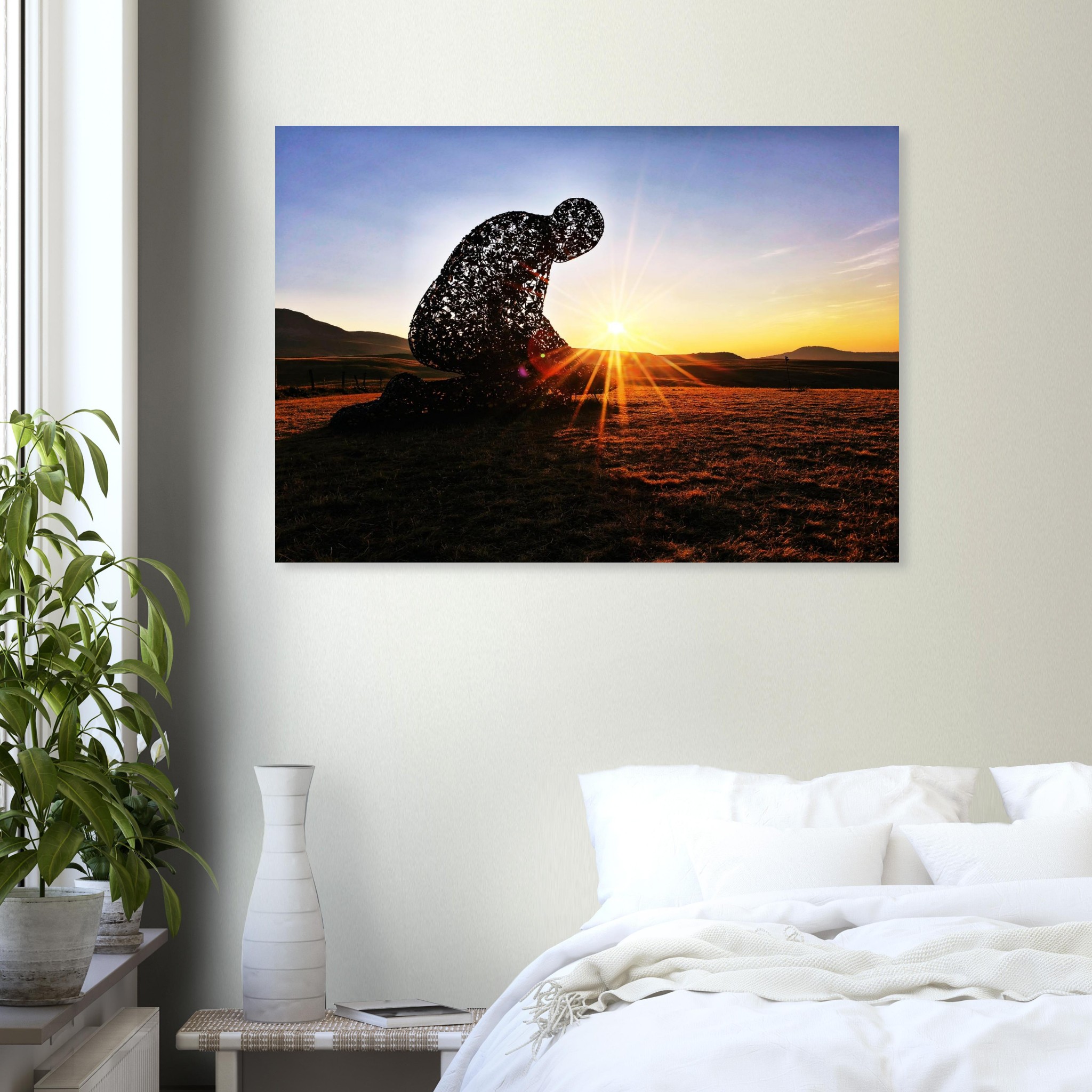 Appartenir à quelque chose de plus grand, l’humanité au seuil du sacré – Tableau sculpture humaine au coucher du soleil Appartenir à quelque chose de plus grand, l’humanité au seuil du sacré – Tableau sculpture humaine au coucher du soleil
