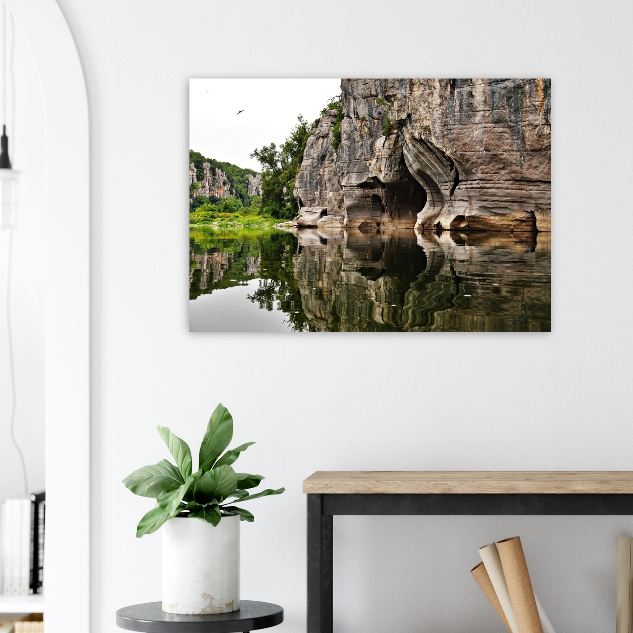 Au cœur de la nature, au cœur de nos responsabilités – Tableau rivière et falaises aluminium Au cœur de la nature, au cœur de nos responsabilités – Tableau rivière et falaises aluminium