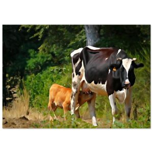 Puissance maternelle – Tableau vache et veau aluminium Puissance maternelle – Tableau vache et veau aluminium