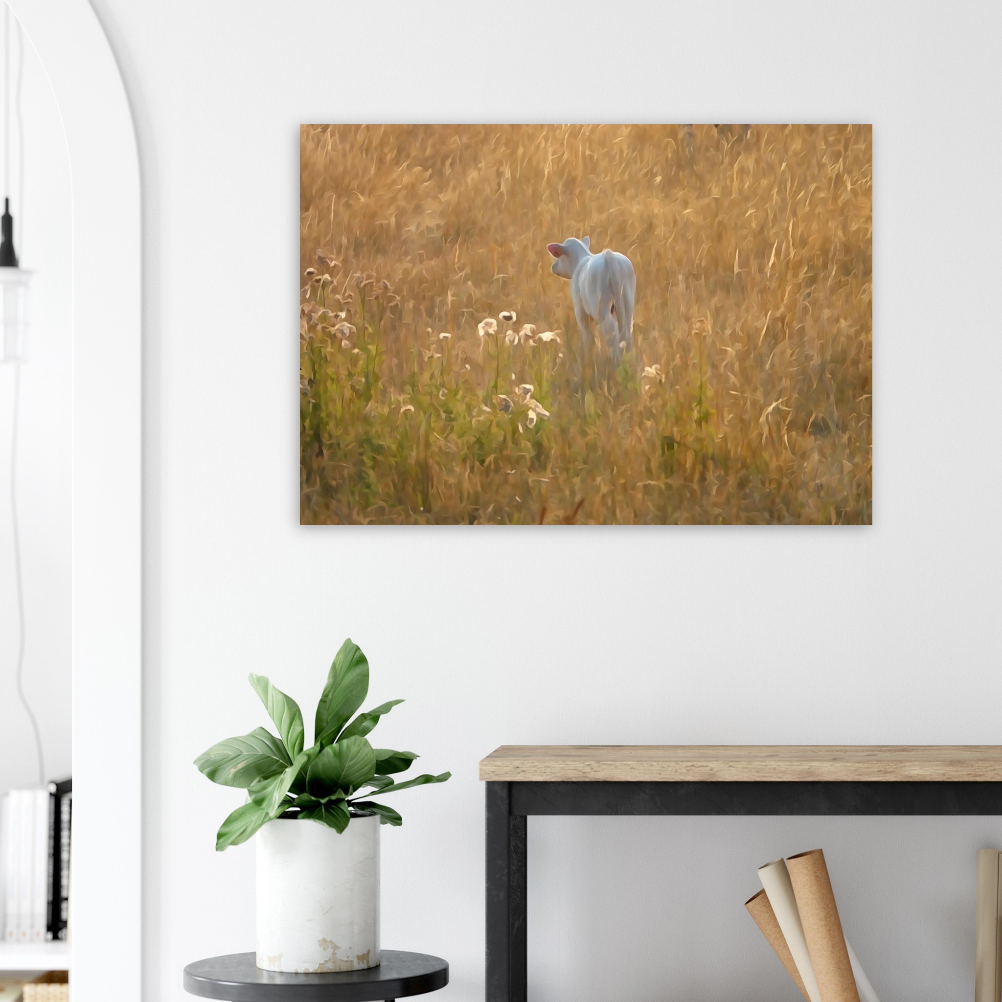 Une vie qui commence au coeur de l’été – Tableau veau aquarelle aluminium Une vie qui commence au coeur de l’été – Tableau veau aquarelle aluminium