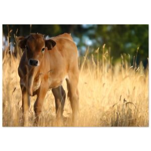 L’enfant des prairies – Tableau vache en aluminium L’enfant des prairies – Tableau vache en aluminium