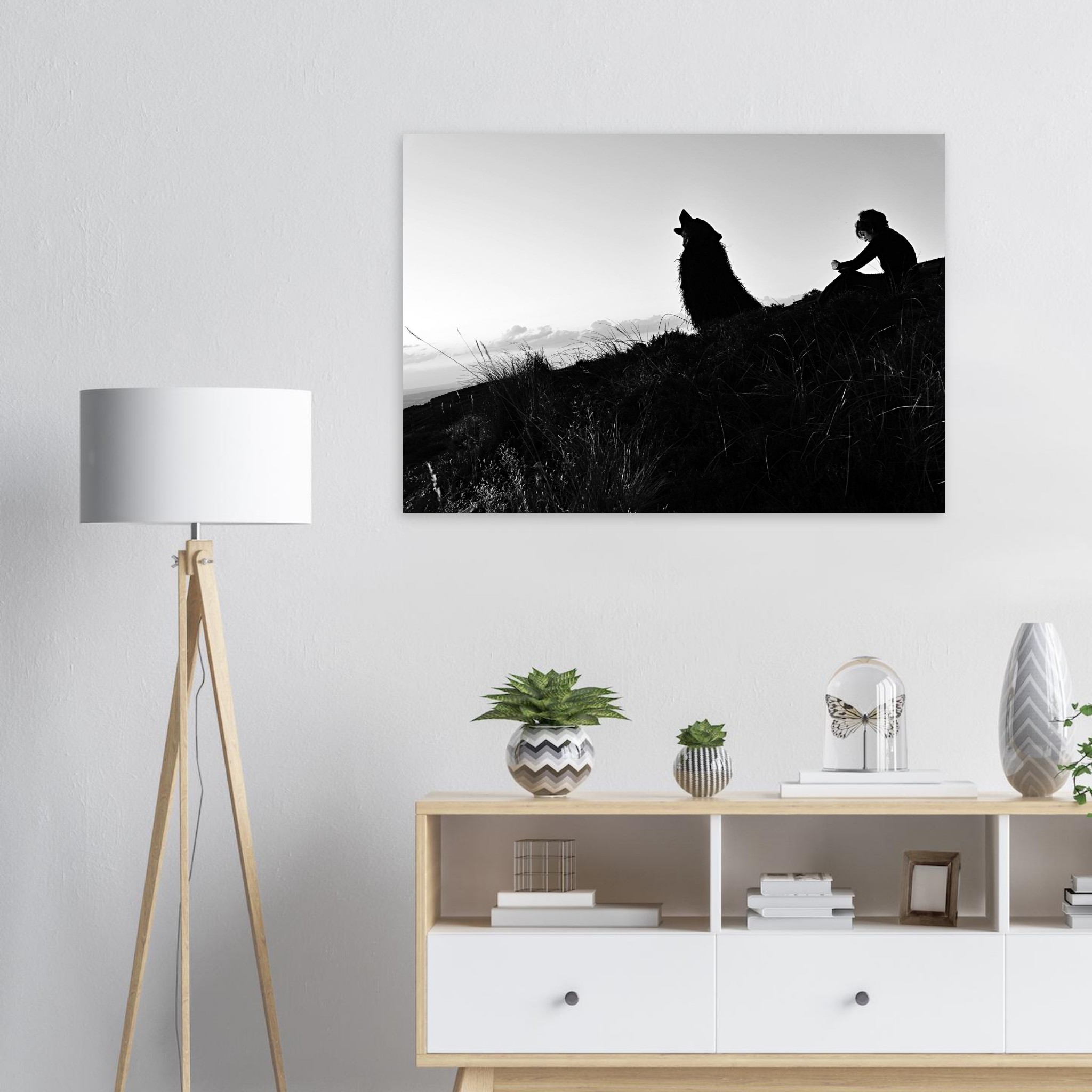 L’Appel aux étoiles – Tableau aluminium en Auvergne, loup silhouettes. L’Appel aux étoiles – Tableau aluminium en Auvergne, loup silhouettes.