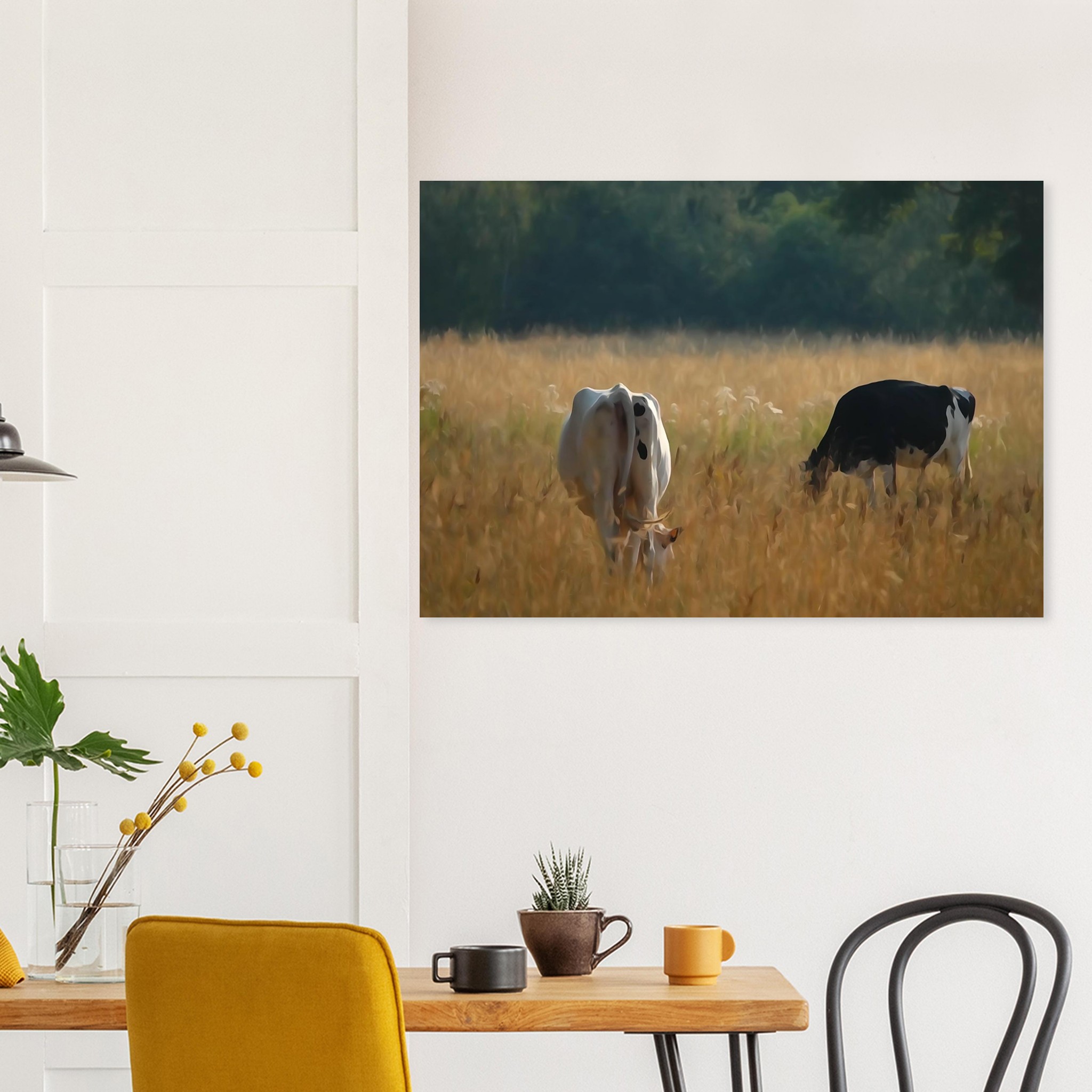 L’âme des campagnes Auvergnates – Tableau vaches en prairie L’âme des campagnes Auvergnates – Tableau vaches en prairie