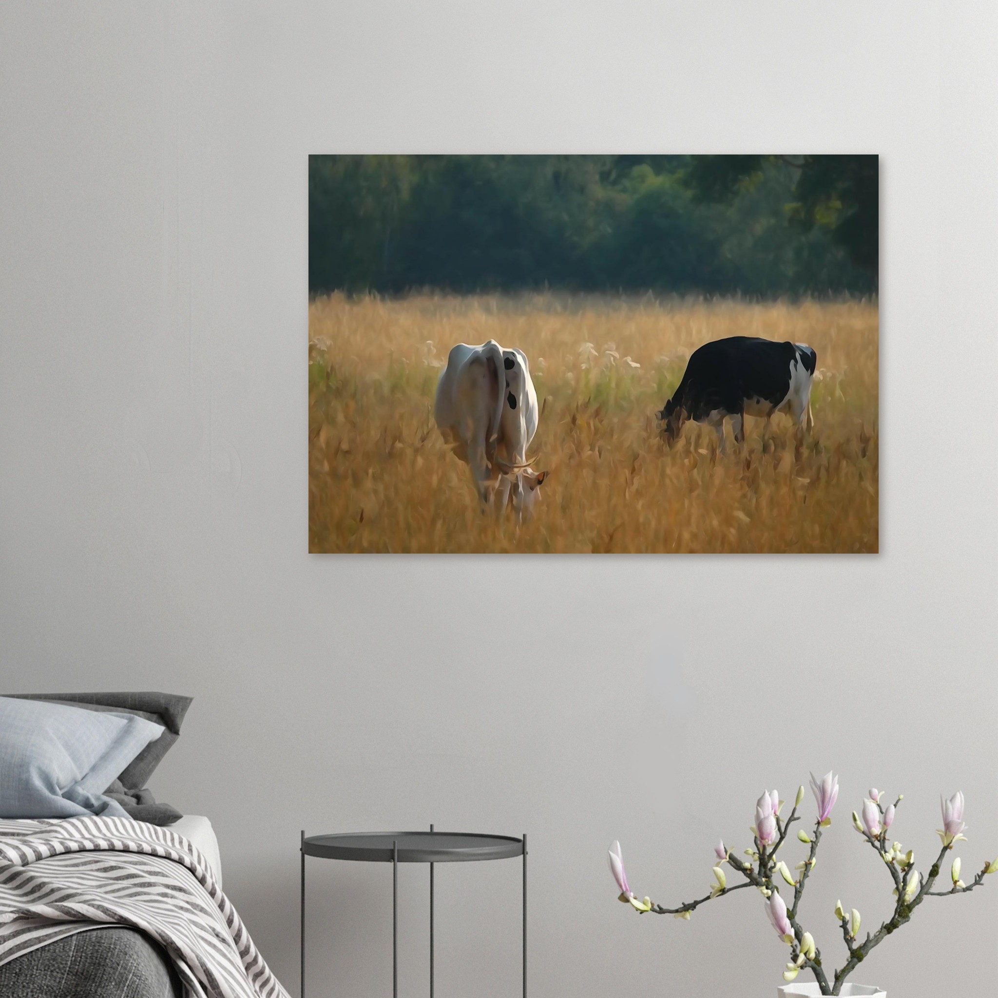 L’âme des campagnes Auvergnates – Tableau vaches en prairie L’âme des campagnes Auvergnates – Tableau vaches en prairie