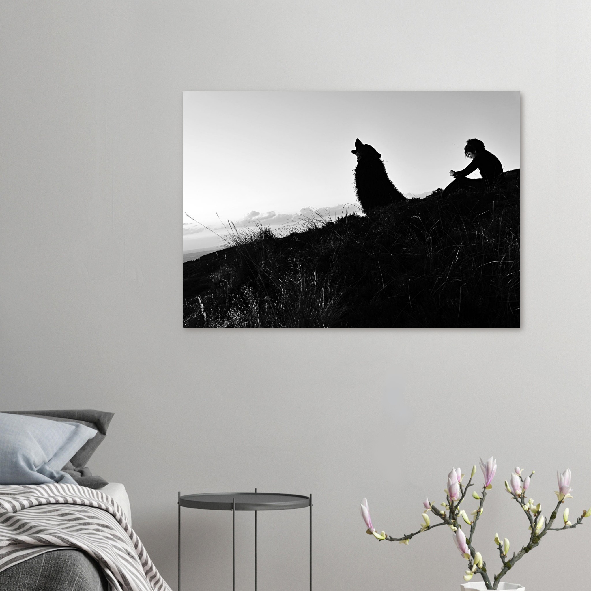 L’Appel aux étoiles – Tableau aluminium en Auvergne, loup silhouettes. L’Appel aux étoiles – Tableau aluminium en Auvergne, loup silhouettes.