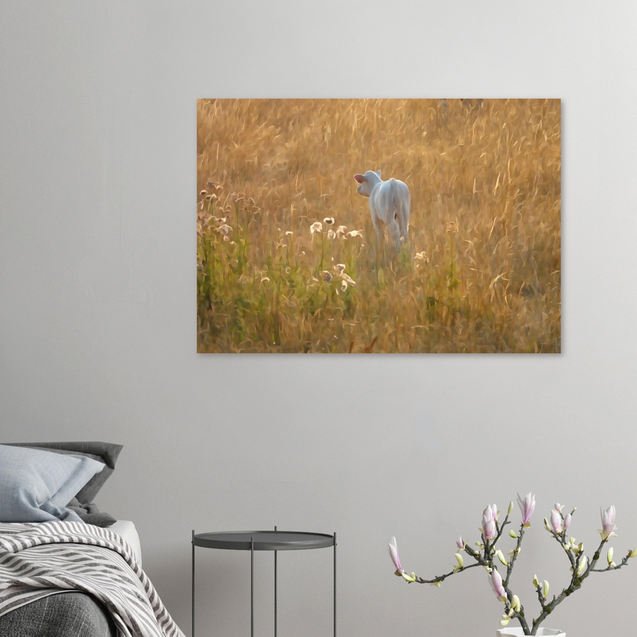 Une vie qui commence au coeur de l’été – Tableau veau aquarelle aluminium Une vie qui commence au coeur de l’été – Tableau veau aquarelle aluminium