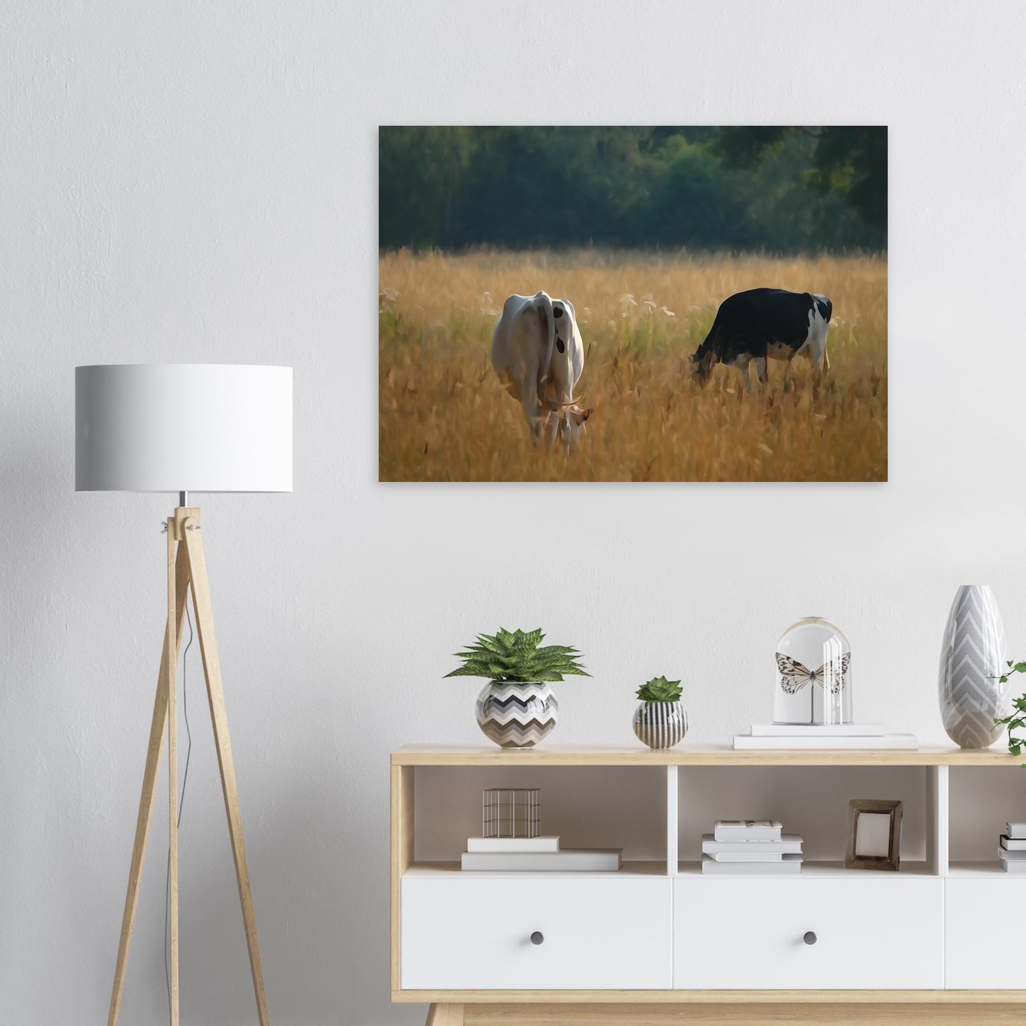 L’âme des campagnes Auvergnates – Tableau vaches en prairie L’âme des campagnes Auvergnates – Tableau vaches en prairie