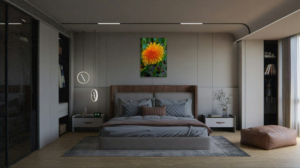 Fleur de pissenlit orangée, toile ou affiche encadrée Fleur de pissenlit orangée, toile ou affiche encadrée