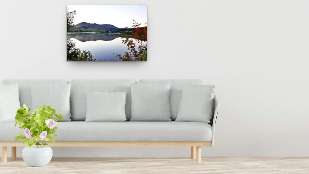 Reflets d’automne sur le lac du Guéry, tableau lac d’Auvergne