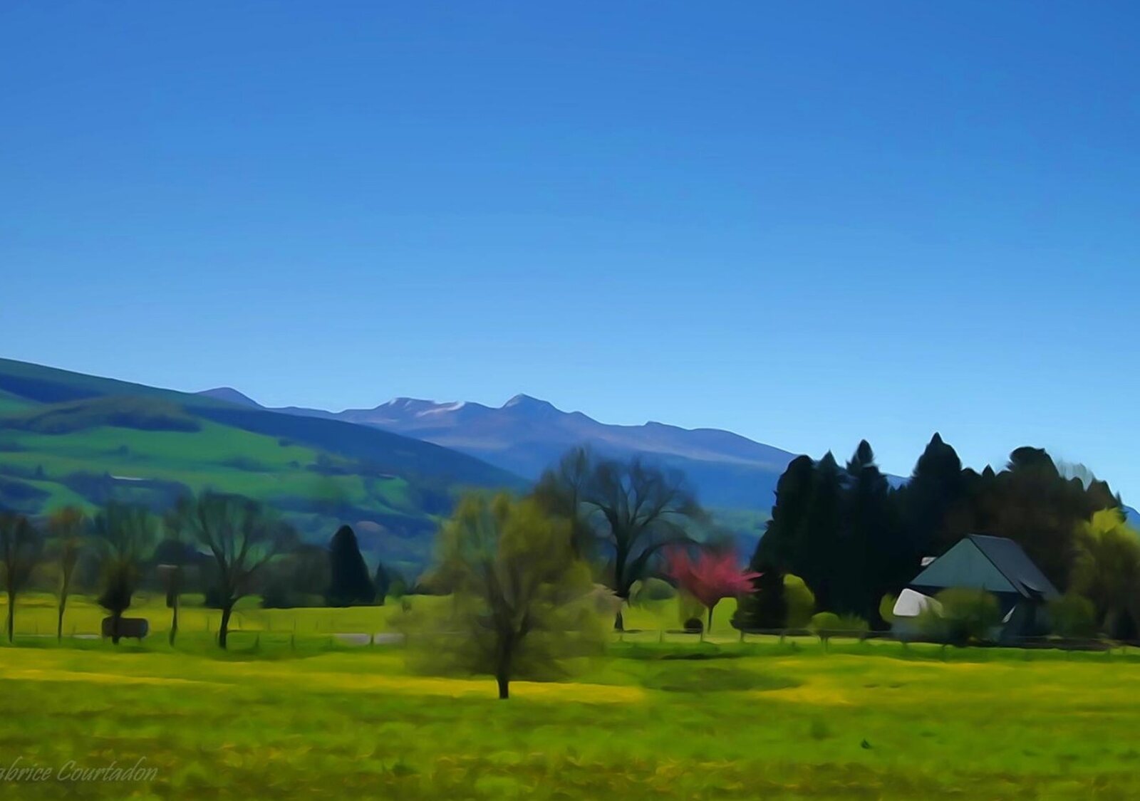 Le Sancy enneigé au printemps, tableau sur aluminium, aperçu dans un intérieur