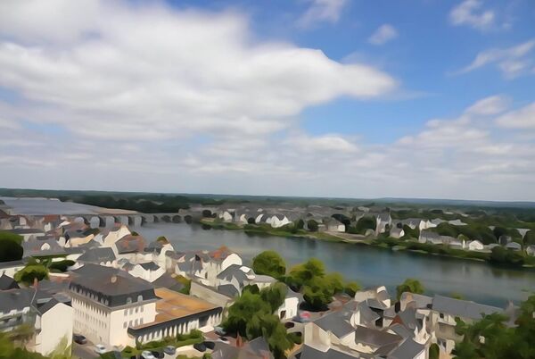 Toits d’ardoise au bord de la Loire, tableau ville au bord de la Loire