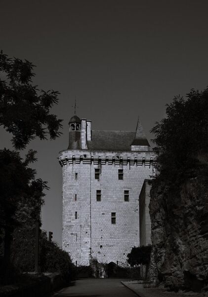 Tour de château en noir et blanc, tableau château en noir et blanc