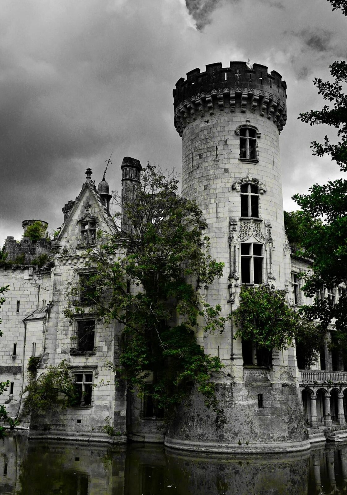 La Mothe-Chandeniers, la tour et ses arbres, tableau sur aluminium, aperçu dans un intérieur