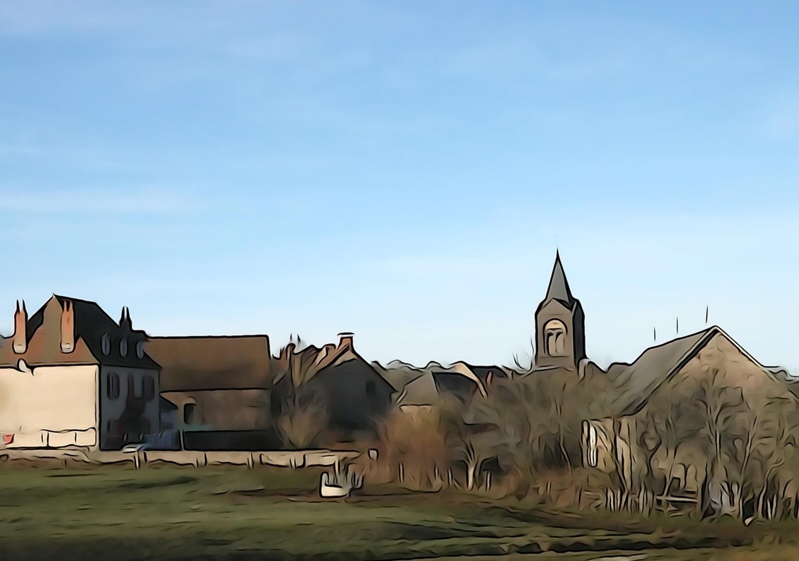Loin du bruit, tableau sur aluminium, aperçu dans un intérieur