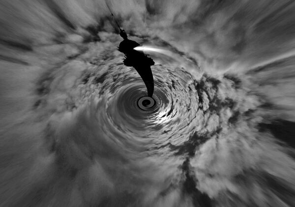 La lumière contre le chaos, tableau tourbillon abstrait en noir et blanc