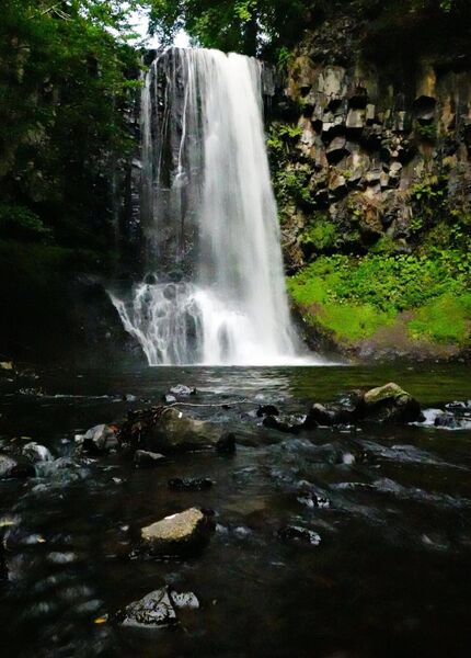 Haute cascade dans un sous-bois d’Auvergne, tableau cascade en sous-bois