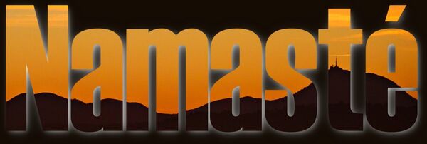 Namasté, tableau mot Namasté au couchant