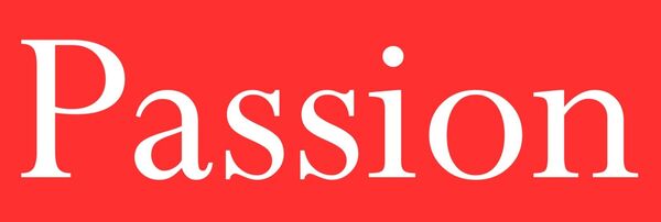 Rouge passion, tableau mot Passion sur fond rouge
