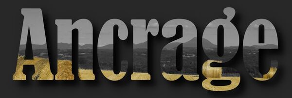 Ancrage, tableau mot Ancrage, collines et champ