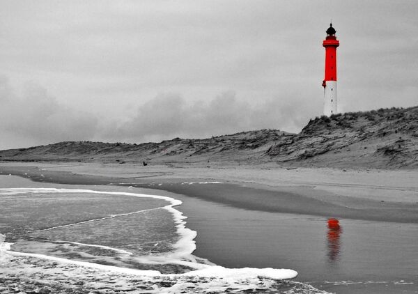 Le phare rouge et son reflet, tableau phare rouge et son reflet