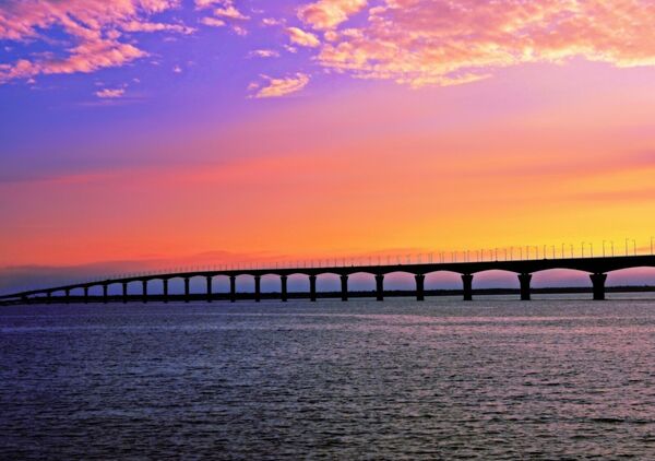 Le pont de l’île de Ré au coucher du soleil, tableau pont de l’île de Ré