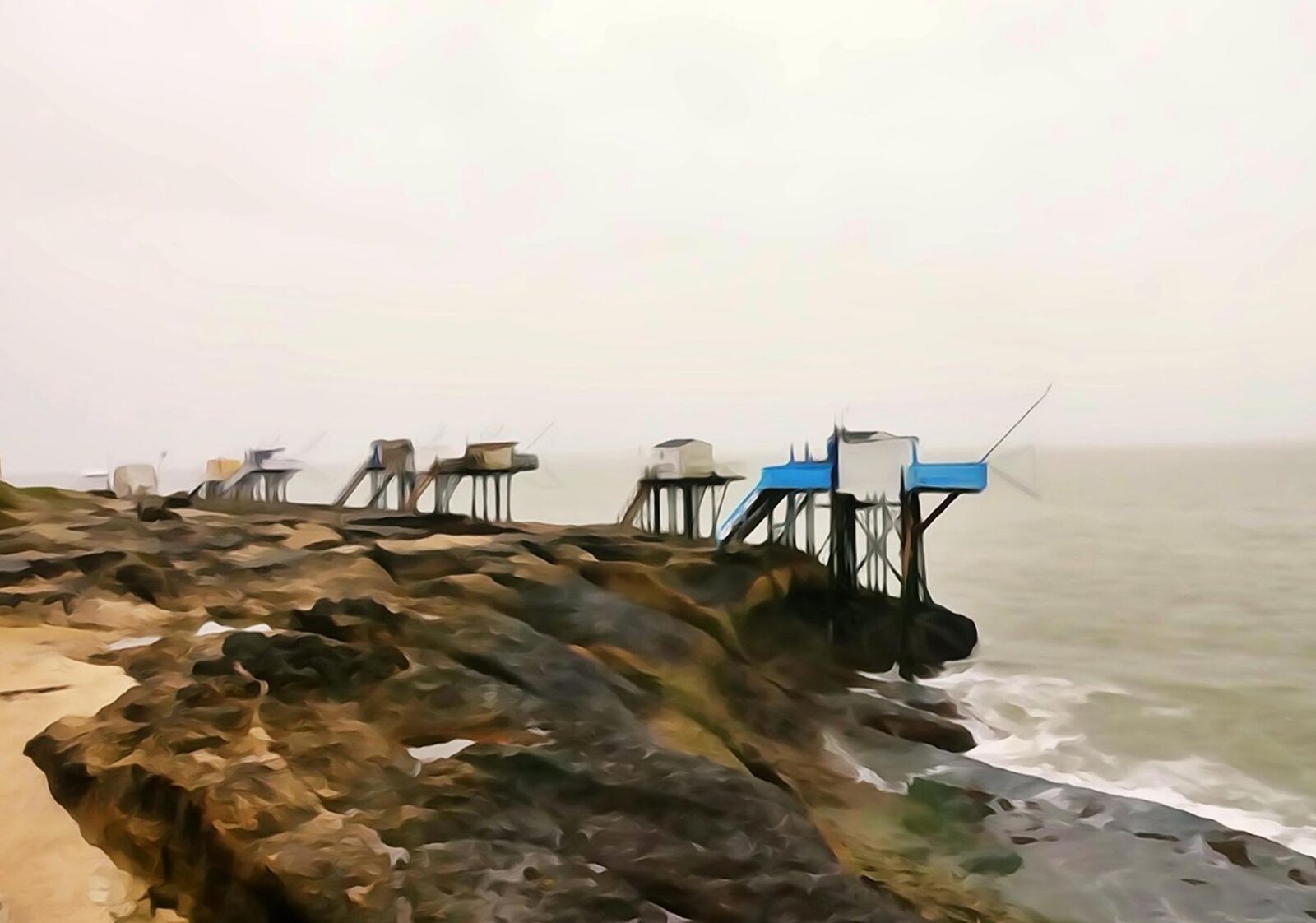 Les carrelets de Charente-Maritime, tableau sur aluminium, aperçu dans un intérieur
