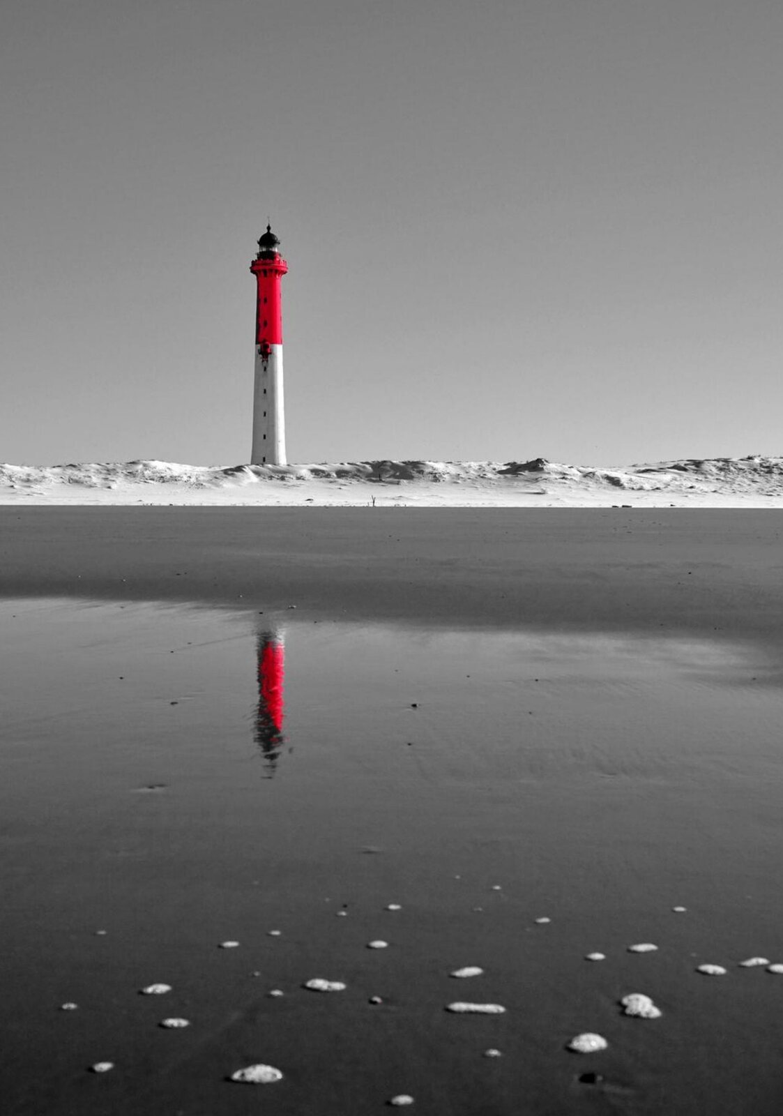 Dernière neige du phare de la Coubre, tableau sur aluminium, aperçu dans un intérieur