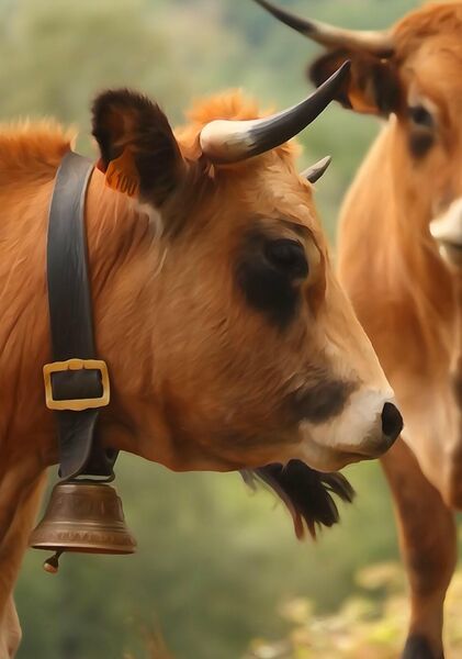 Terres de troupeaux, tableau vache à cloche