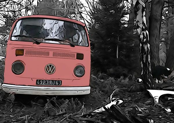 Douceur mécanique, tableau Combi Volkswagen rose