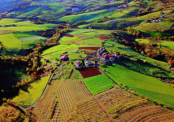 La campagne en damier vue du ciel, tableau campagne en damier vue du ciel
