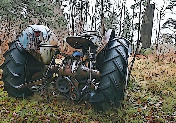 Le tracteur vu de dos, tableau tracteur ancien vu de dos