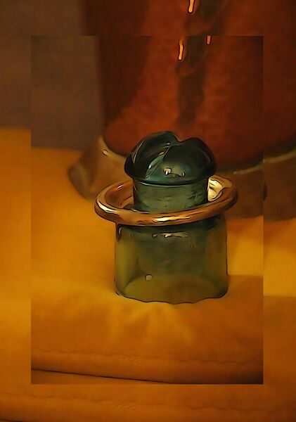 La promesse de frissons, tableau objet de verre et anneau doré