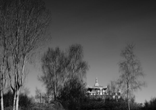 Le temple et le temps, tableau temple de Biollet en noir et blanc