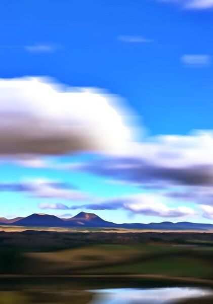 La Chaîne des Puys, nuages filés, tableau Chaîne des Puys, ciel filé